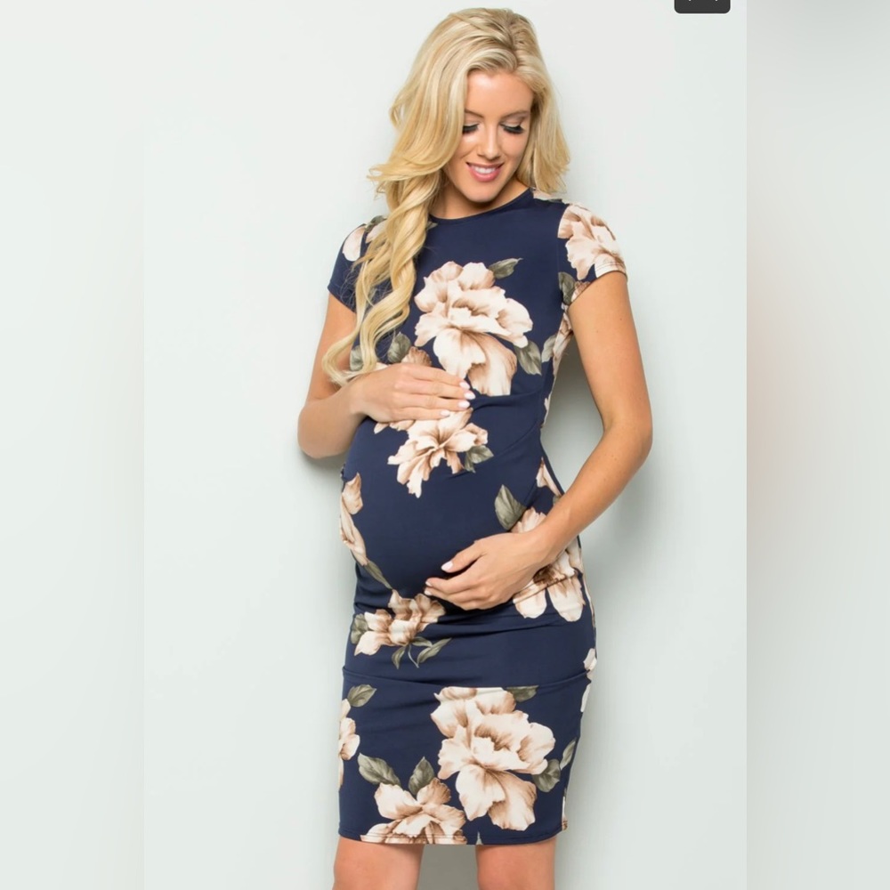 Valeria Floral Bodycon My Bump Luke 2:40 Dress Maternity Women’s Small Like New